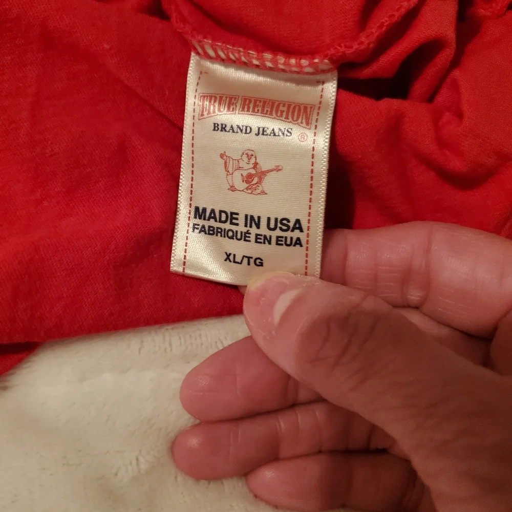 True Religion Men's T-Shirt Red Sz XL EUC